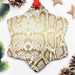 White And Gold Snakeskin Snowflake Ornament (two Sides)