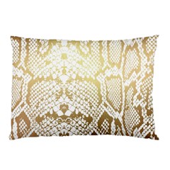 White And Gold Snakeskin Pillow Case (two Sides) by mccallacoulture