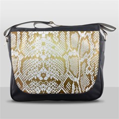 White And Gold Snakeskin Messenger Bag by mccallacoulture