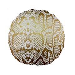 White And Gold Snakeskin Standard 15  Premium Round Cushions by mccallacoulture