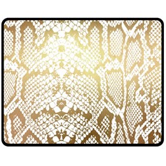 White And Gold Snakeskin Double Sided Fleece Blanket (medium)  by mccallacoulture