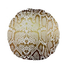 White And Gold Snakeskin Standard 15  Premium Flano Round Cushions by mccallacoulture