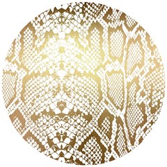 White And Gold Snakeskin Wooden Puzzle Round by mccallacoulture