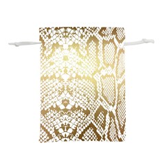 White And Gold Snakeskin Lightweight Drawstring Pouch (s) by mccallacoulture