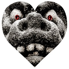 Monster Sculpture Extreme Close Up Illustration 2 Wooden Puzzle Heart by dflcprintsclothing