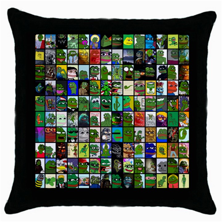 Pepe The Frog Memes of 2019 Picture Patchwork Pattern Throw Pillow Case (Black)