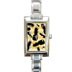 Ananas Chevrons Noir/jaune Rectangle Italian Charm Watch by kcreatif