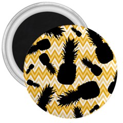 Ananas Chevrons Noir/jaune 3  Magnets by kcreatif