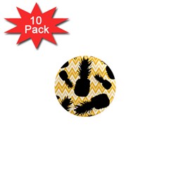 Ananas Chevrons Noir/jaune 1  Mini Magnet (10 Pack)  by kcreatif