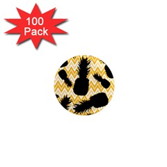 Ananas Chevrons Noir/jaune 1  Mini Magnets (100 Pack)  by kcreatif