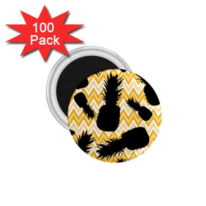 Ananas Chevrons Noir/Jaune 1.75  Magnets (100 pack) 