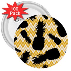 Ananas Chevrons Noir/jaune 3  Buttons (100 Pack)  by kcreatif