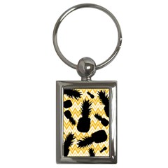 Ananas Chevrons Noir/jaune Key Chain (rectangle) by kcreatif