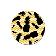 Ananas Chevrons Noir/jaune Magnet 3  (round) by kcreatif