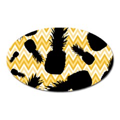 Ananas Chevrons Noir/jaune Oval Magnet by kcreatif