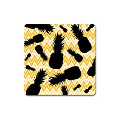 Ananas Chevrons Noir/jaune Square Magnet by kcreatif