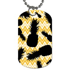 Ananas Chevrons Noir/jaune Dog Tag (one Side) by kcreatif