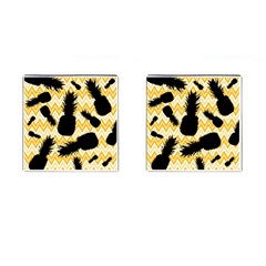 Ananas Chevrons Noir/jaune Cufflinks (square) by kcreatif