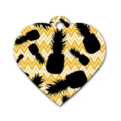 Ananas Chevrons Noir/jaune Dog Tag Heart (two Sides) by kcreatif