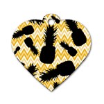 Ananas Chevrons Noir/Jaune Dog Tag Heart (Two Sides) Front