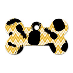 Ananas Chevrons Noir/jaune Dog Tag Bone (two Sides) by kcreatif