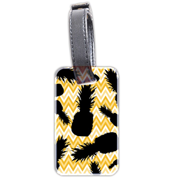 Ananas Chevrons Noir/Jaune Luggage Tag (two sides)