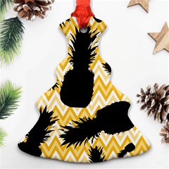 Ananas Chevrons Noir/jaune Christmas Tree Ornament (two Sides) by kcreatif