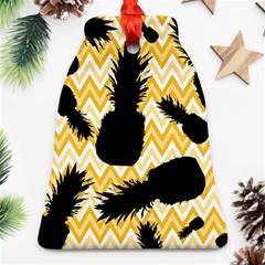 Ananas Chevrons Noir/jaune Bell Ornament (two Sides) by kcreatif