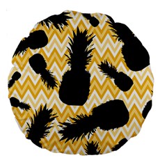 Ananas Chevrons Noir/jaune Large 18  Premium Round Cushions by kcreatif