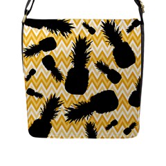 Ananas Chevrons Noir/jaune Flap Closure Messenger Bag (l) by kcreatif