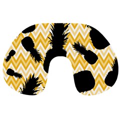 Ananas Chevrons Noir/jaune Travel Neck Pillow by kcreatif