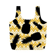 Ananas Chevrons Noir/jaune Full Print Recycle Bag (m) by kcreatif