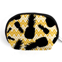 Ananas Chevrons Noir/jaune Accessory Pouch (medium) by kcreatif