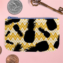 Ananas Chevrons Noir/jaune Large Coin Purse by kcreatif