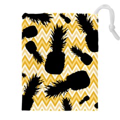 Ananas Chevrons Noir/jaune Drawstring Pouch (5xl) by kcreatif