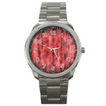 Abstrait Texture Rouge/Noir Sport Metal Watch Front