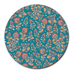 Teal Floral Paisley Round Mousepads by mccallacoulture