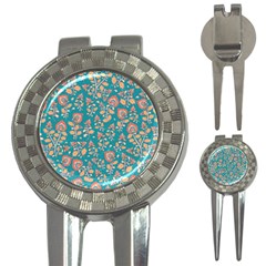 Teal Floral Paisley 3-in-1 Golf Divots by mccallacoulture