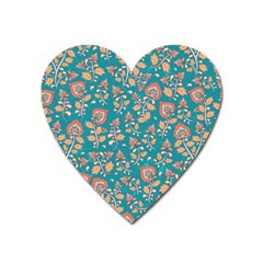 Teal Floral Paisley Heart Magnet by mccallacoulture