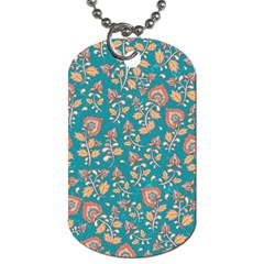 Teal Floral Paisley Dog Tag (one Side) by mccallacoulture