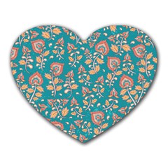 Teal Floral Paisley Heart Mousepads by mccallacoulture