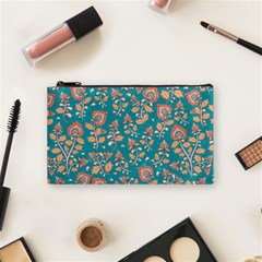 Teal Floral Paisley Cosmetic Bag (small) by mccallacoulture