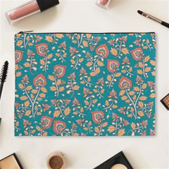 Teal Floral Paisley Cosmetic Bag (xl) by mccallacoulture