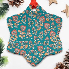 Teal Floral Paisley Snowflake Ornament (two Sides)