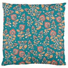 Teal Floral Paisley Large Cushion Case (two Sides) by mccallacoulture