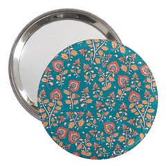 Teal Floral Paisley 3  Handbag Mirrors by mccallacoulture