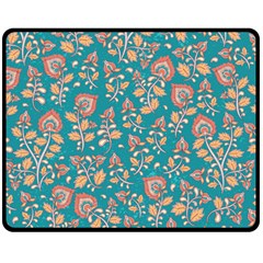 Teal Floral Paisley Double Sided Fleece Blanket (medium)  by mccallacoulture