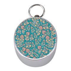 Teal Floral Paisley Mini Silver Compasses by mccallacoulture