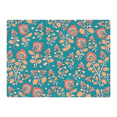 Teal Floral Paisley Double Sided Flano Blanket (mini)  by mccallacoulture