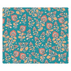 Teal Floral Paisley Double Sided Flano Blanket (small)  by mccallacoulture